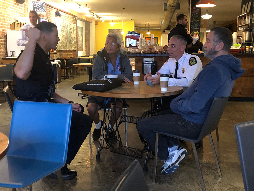 Chief Anthony Geraci meets with customers at 2 Alices.